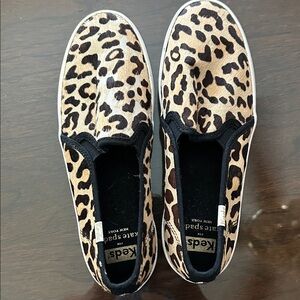 Kate Spade/Keds Calf Hair Leopard Print Slip-On Sneakers - Tan/Black